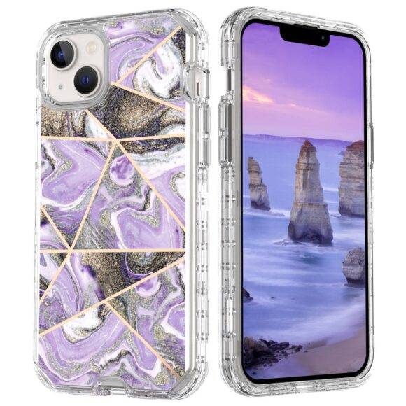 PURPLE GREEN 3IN1 MARBLE CASE Armor Case PHONE CASES 3