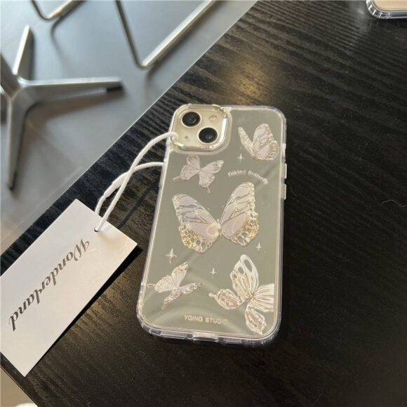 SILVER REFLECTIVE BUTTERFLY CASE Basic Protection PHONE CASES 6