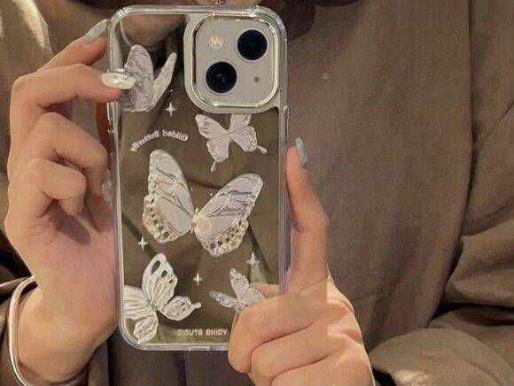 SILVER REFLECTIVE BUTTERFLY CASE Basic Protection PHONE CASES 7
