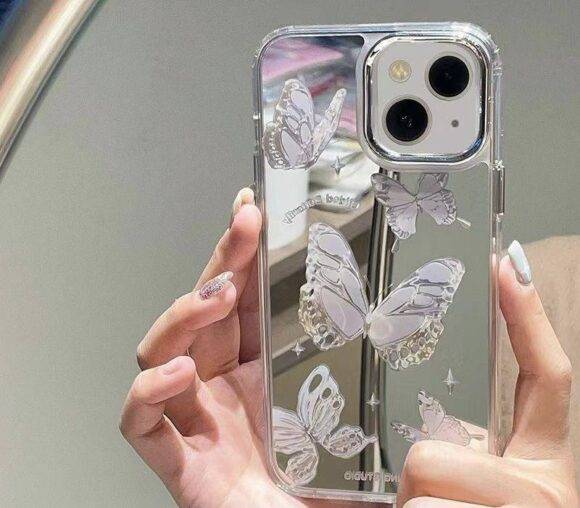 SILVER REFLECTIVE BUTTERFLY CASE Basic Protection PHONE CASES 9