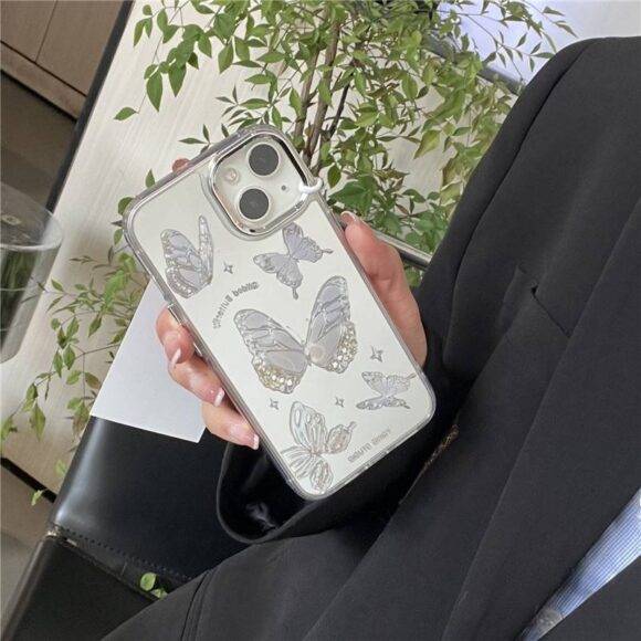SILVER REFLECTIVE BUTTERFLY CASE Basic Protection PHONE CASES 8