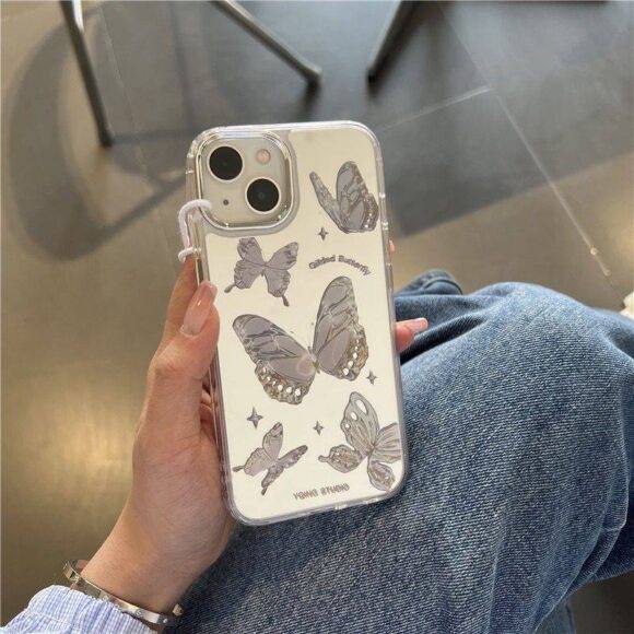 SILVER REFLECTIVE BUTTERFLY CASE Basic Protection PHONE CASES 2