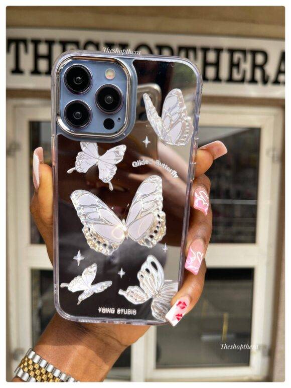 SILVER REFLECTIVE BUTTERFLY CASE Basic Protection PHONE CASES 13