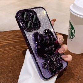PURPLE KITTY GLITTER CASE Basic Protection PHONE CASES