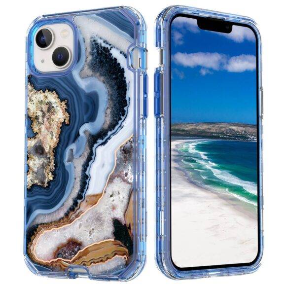 BLUE RESIN 3IN1 MARBLE CASE Armor Case PHONE CASES 3