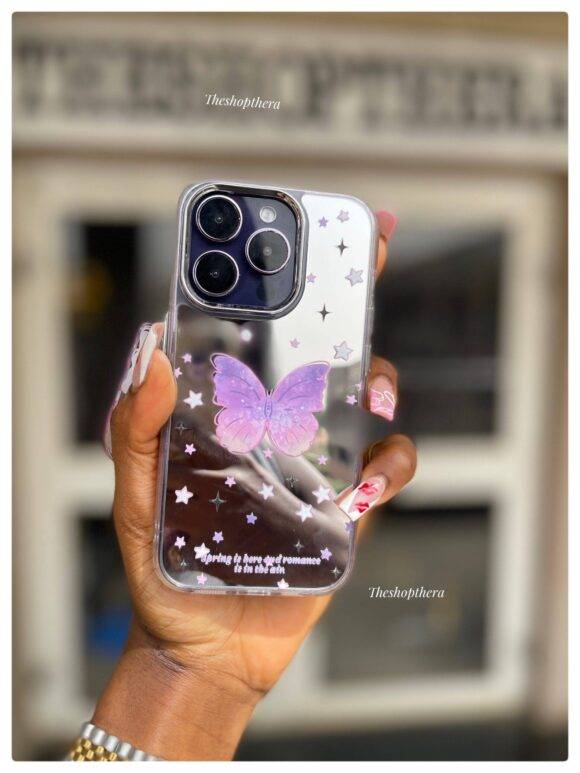 SILVER GRADIENT BUTTERFLY CASE Basic Protection PHONE CASES 14