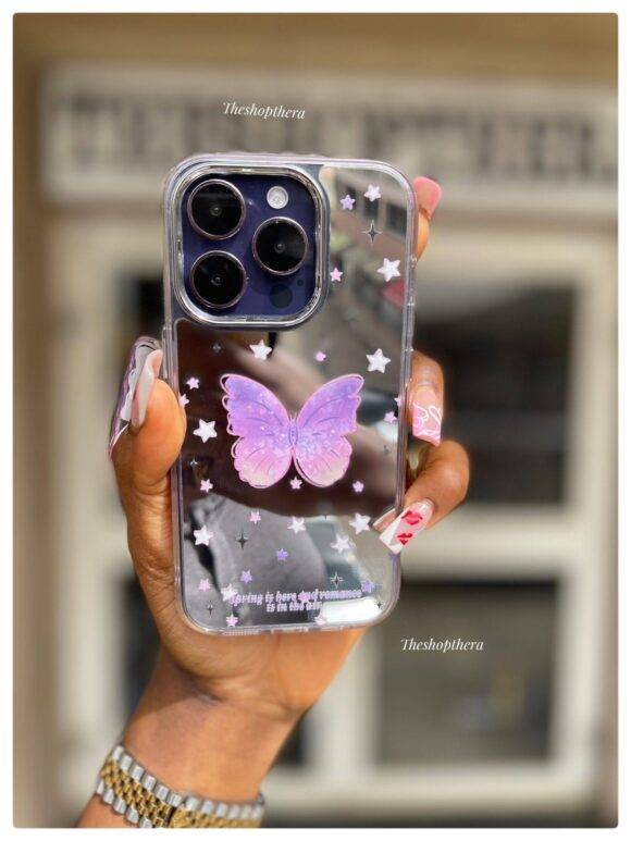 SILVER GRADIENT BUTTERFLY CASE Basic Protection PHONE CASES 13
