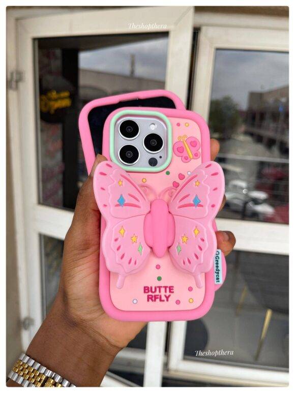 PINK 3D BUTTERFLY CASE 3D Cases PHONE CASES 8