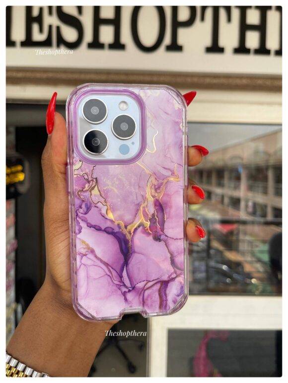 PURPLE GOLD 3IN1 MARBLE CASE Armor Case PHONE CASES 3