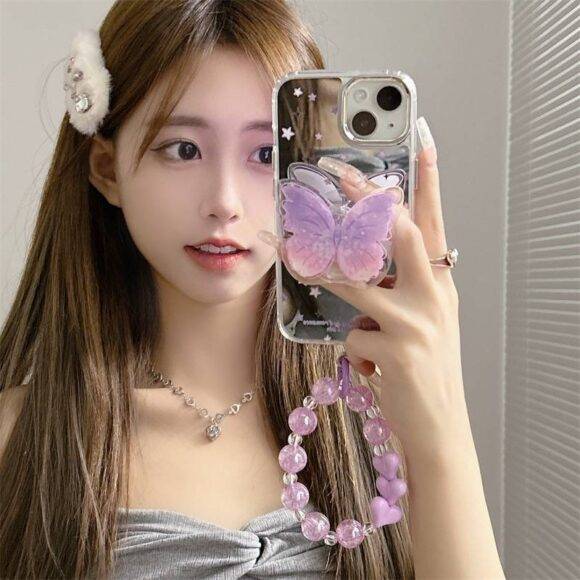 SILVER GRADIENT BUTTERFLY CASE Basic Protection PHONE CASES 9