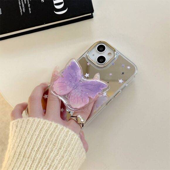 SILVER GRADIENT BUTTERFLY CASE Basic Protection PHONE CASES 4