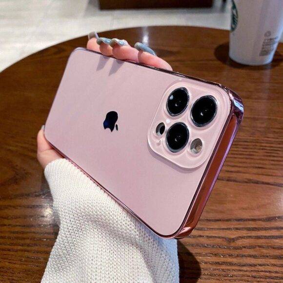 PINK ELECTROPLATED GLASS CASE Camera protector case PHONE CASES 4