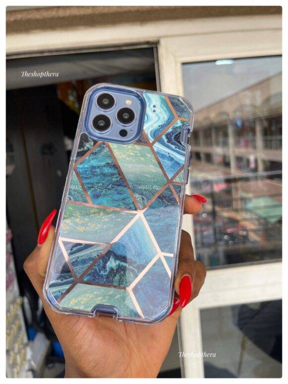 BLUE GEOMETRIC 3IN1 MARBLE CASE Armor Case PHONE CASES 5