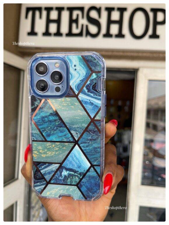 BLUE GEOMETRIC 3IN1 MARBLE CASE Armor Case PHONE CASES 2