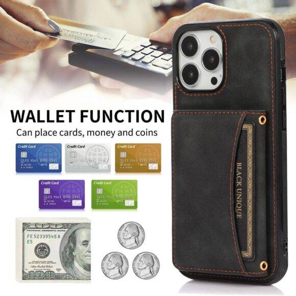 BLACK PADDED WALLET CASE Black case PHONE CASES 6