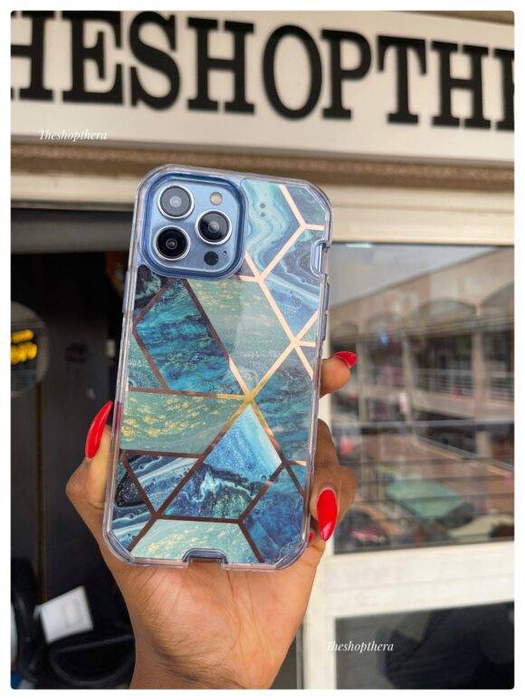 BLUE GEOMETRIC 3IN1 MARBLE CASE Armor Case PHONE CASES 6