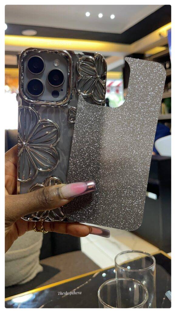 SILVER GLITTER FLOWER CASE electroplated case PHONE CASES 6