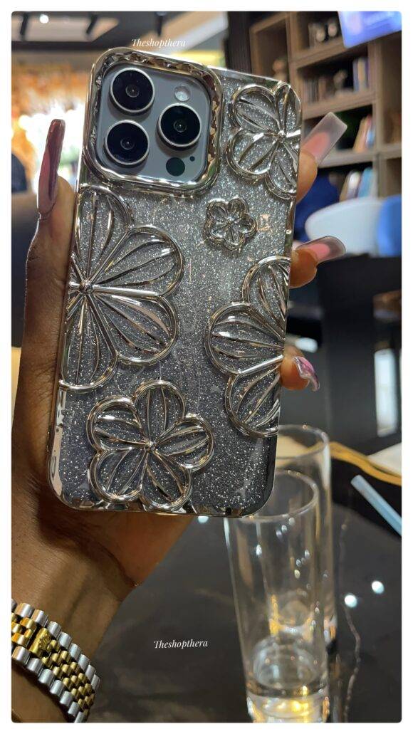 SILVER GLITTER FLOWER CASE electroplated case PHONE CASES 7