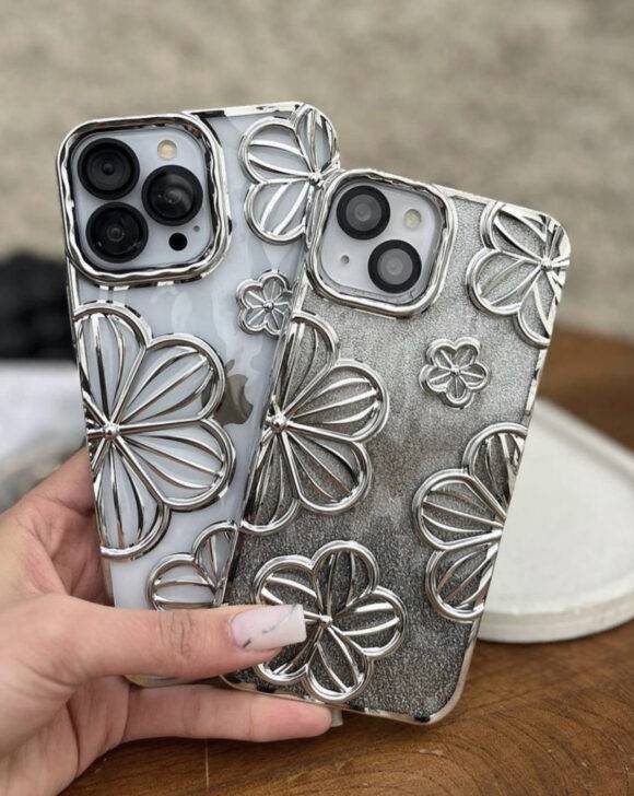 SILVER GLITTER FLOWER CASE electroplated case PHONE CASES 8