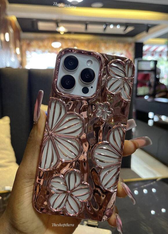 ROSE GOLD REFLECTIVE FLOWER CASE electroplated case PHONE CASES 4