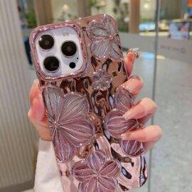 ROSE GOLD REFLECTIVE FLOWER CASE electroplated case PHONE CASES