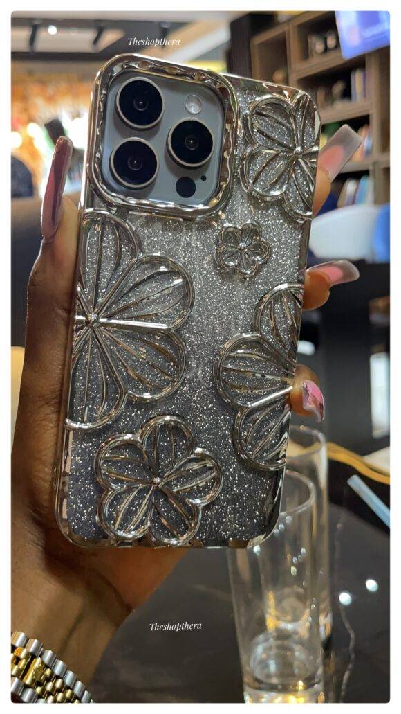 SILVER GLITTER FLOWER CASE electroplated case PHONE CASES 2