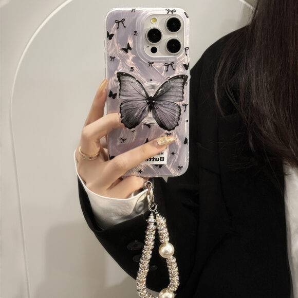 BLACK SWIRL BUTTERFLY PRINT WITH POPULAR AND CHARM CASE Phone charm PHONE CASES 6