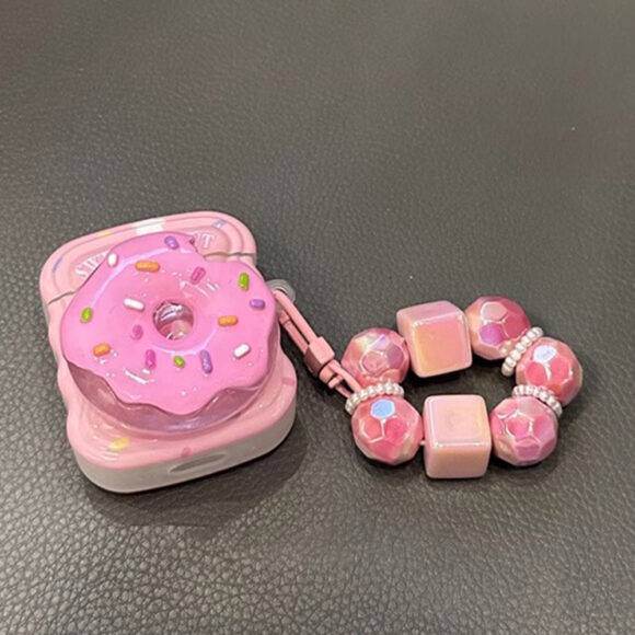 PINK DOUGHNUT AIRPOD CASE WITH CHARM Cute AirPod cases AIRPOD 1/2 6