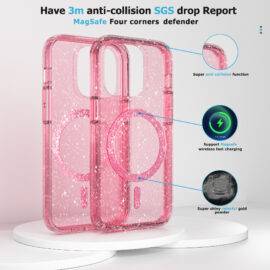 PINK GLITTER TRANSPARENT MAGSAFE CASE Fancy Case PHONE CASES