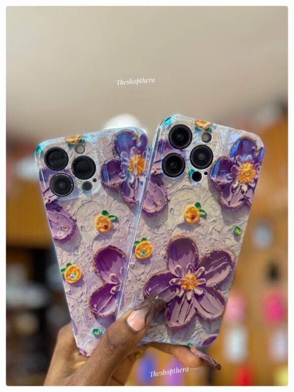 PURPLE 3D FLOWER IMD CASE Camera protector case PHONE CASES 4