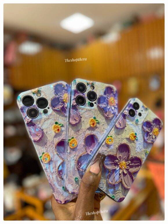 PURPLE 3D FLOWER IMD CASE Camera protector case PHONE CASES 3