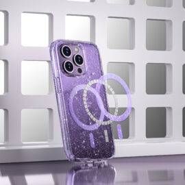 PURPLE GLITTER TRANSPARENT MAGSAFE CASE Fancy Case PHONE CASES 3