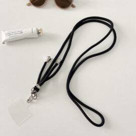 BLACK LONG LANYARD PHONE CHARM PHONE CHARM