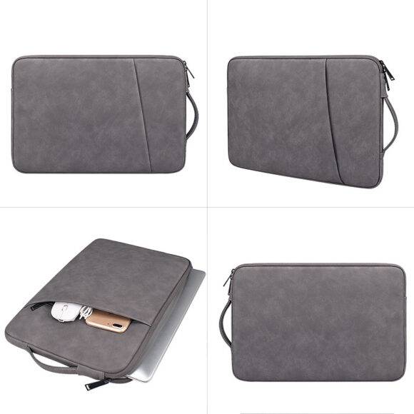 GREY SUEDE LAPTOP BAG Grey laptop bag LAPTOP 8