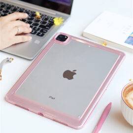 PINK THICKENED TRANSPARENT IPAD CASE BLACK IPAD CASE IPAD