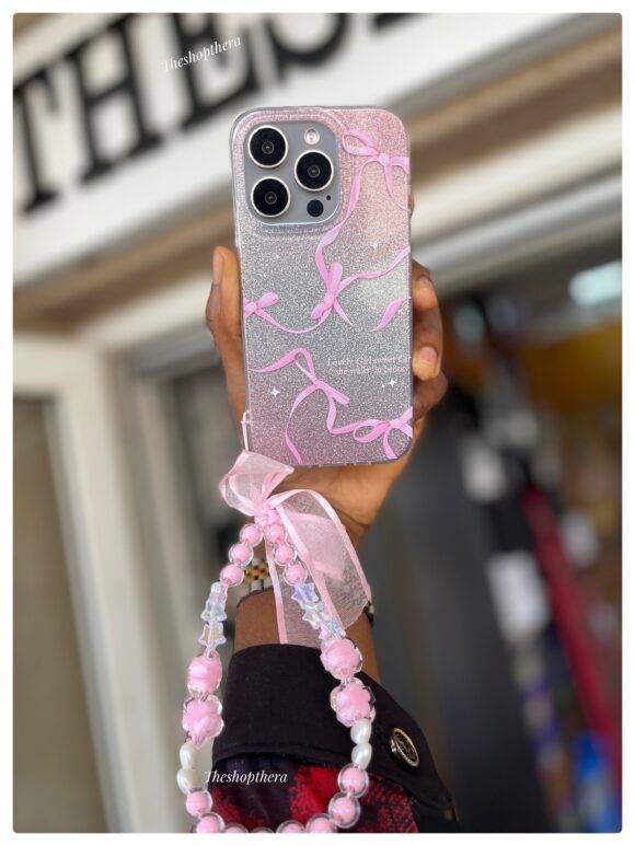 PINK GLITTER BOW CHARM CASE Fancy Case PHONE CASES 6