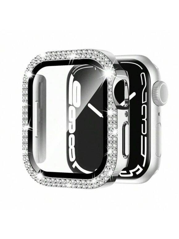 SILVER DOUBLE ROW STONED IWATCH PROTECTOR WATCH PROTECTOR IWATCH 10