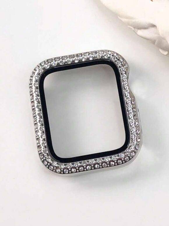 SILVER DOUBLE ROW STONED IWATCH PROTECTOR WATCH PROTECTOR IWATCH 9