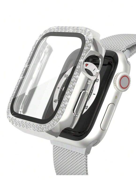 SILVER DOUBLE ROW STONED IWATCH PROTECTOR WATCH PROTECTOR IWATCH 2