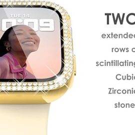 YELLOW GOLD DOUBLE STONED IWATCH PROTECTOR WATCH PROTECTOR IWATCH