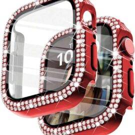 RED DOUBLE ROW STONED IWATCH PROTECTOR WATCH PROTECTOR IWATCH