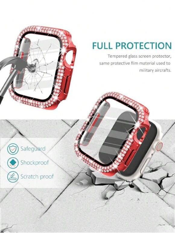 RED DOUBLE ROW STONED IWATCH PROTECTOR WATCH PROTECTOR IWATCH 6