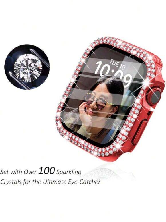 RED DOUBLE ROW STONED IWATCH PROTECTOR WATCH PROTECTOR IWATCH 7