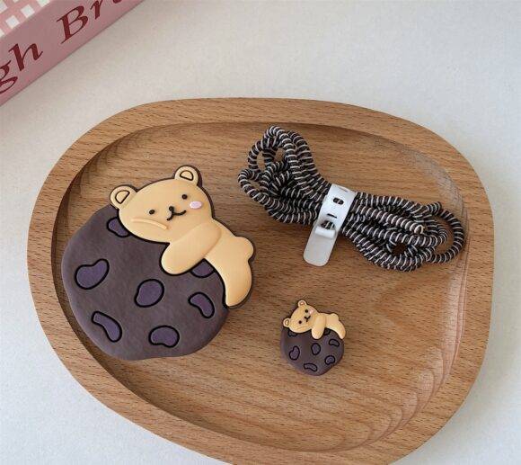 BROWN BEAR COOKIE CHARGER PROTECTOR CHARGER ACCESSORY CHARGER PROTECTORS 4