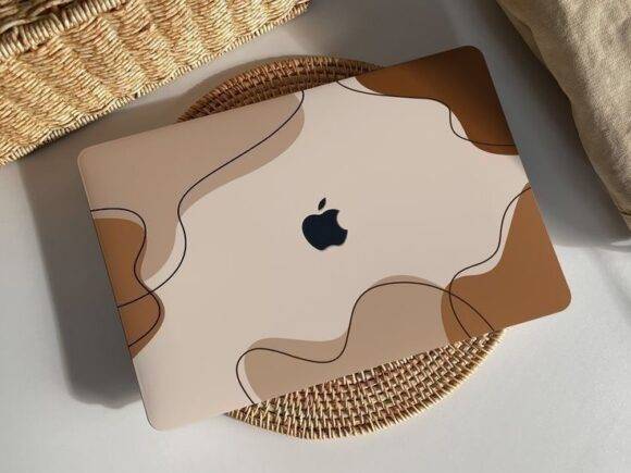 BEIGE WAVY LINE ART MACBOOK CASE MacBook case LAPTOP 4