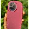 MAROON PLAIN OVAL SILICON CASE Basic Protection PHONE CASES 8