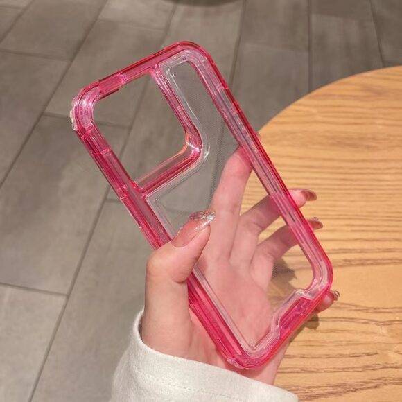 PINK 3IN1 CLEAR SHOCKPROOF CASE Armor Case PHONE CASES 12