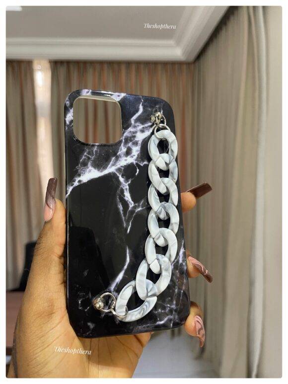 BLACK MARBLE STRAP CASE Basic Protection PHONE CASES 8