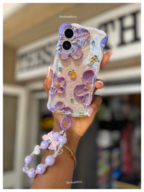 PURPLE WIGGLY FLOWER IMD WITH CHARM CASE Camera protector case PHONE CASES 9