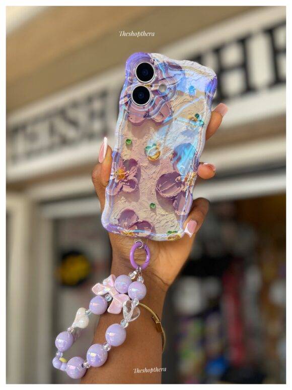 PURPLE WIGGLY FLOWER IMD WITH CHARM CASE Camera protector case PHONE CASES 10